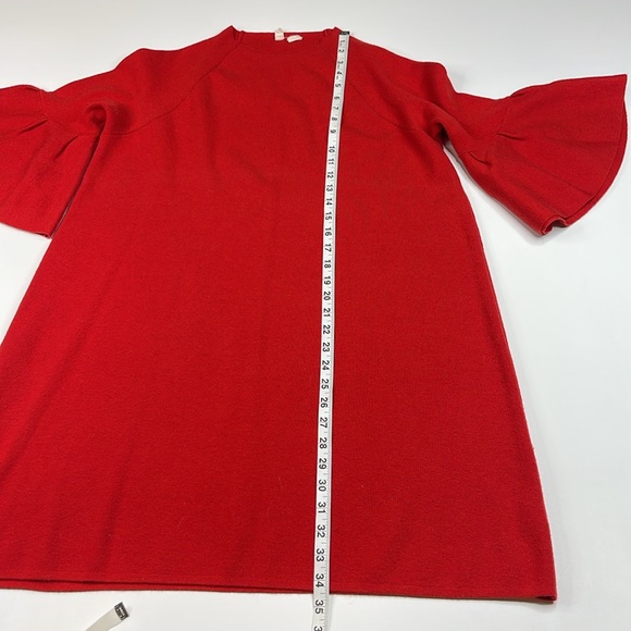 Anthropologie Moth Aline Sweater Dress with Bell Ruffle Sleeves Orange Size XL - Picture 5 of 7